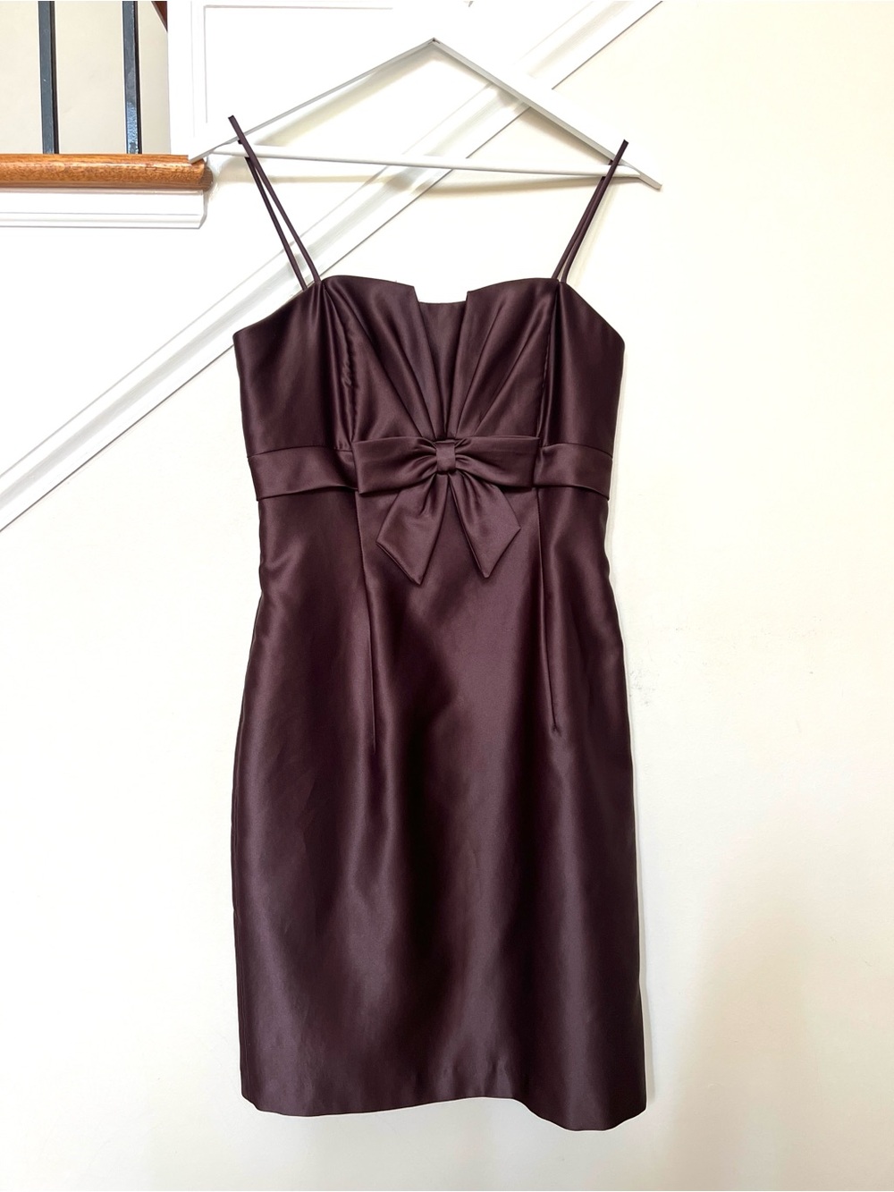 Scott McClintock 90s Vintage Chocolate Brown Espresso Cocktail Dress Bow Satin